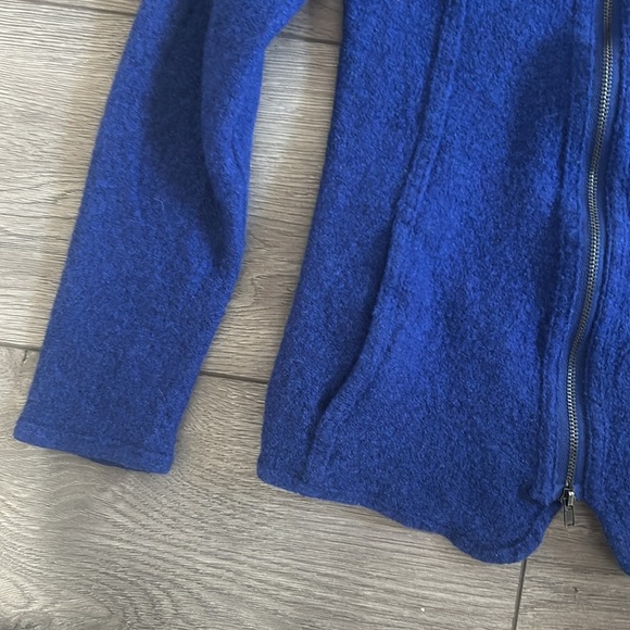 EILEEN FISHER 100% Blue Merino Wool Blue Zip-Up Jacket - Picture 3 of 7